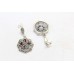 Earrings Dangle Handmade Women 925 Sterling Silver Onyx & Marcasite Stones P562